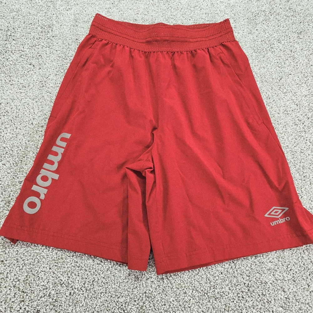 UMBRO Athletic Shorts Men's Small‎ Red Soccer Gym Running   Zip Pocket
